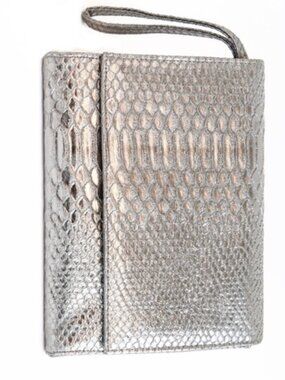 Neiman Marcus metallic silver Wristlet Clutch-NWT